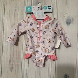 NWT Disney Winnie the Pooh Baby Girls One Piece Pink UPF 50+ Swimsuit sz 3 month